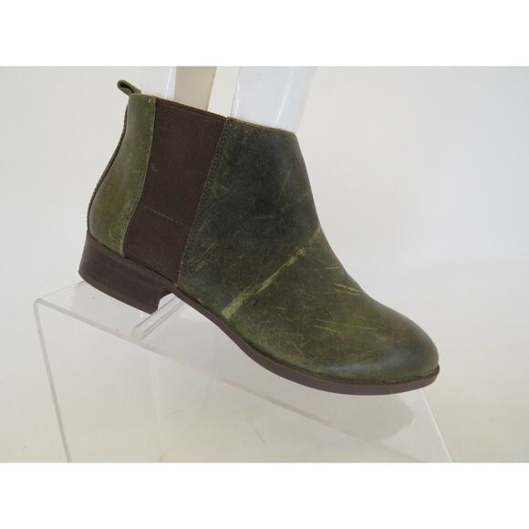 NINE WEST Womens Green Leather Chelsea Ankle Fashion Boots Booties Size 5 M - Picture 1 of 12